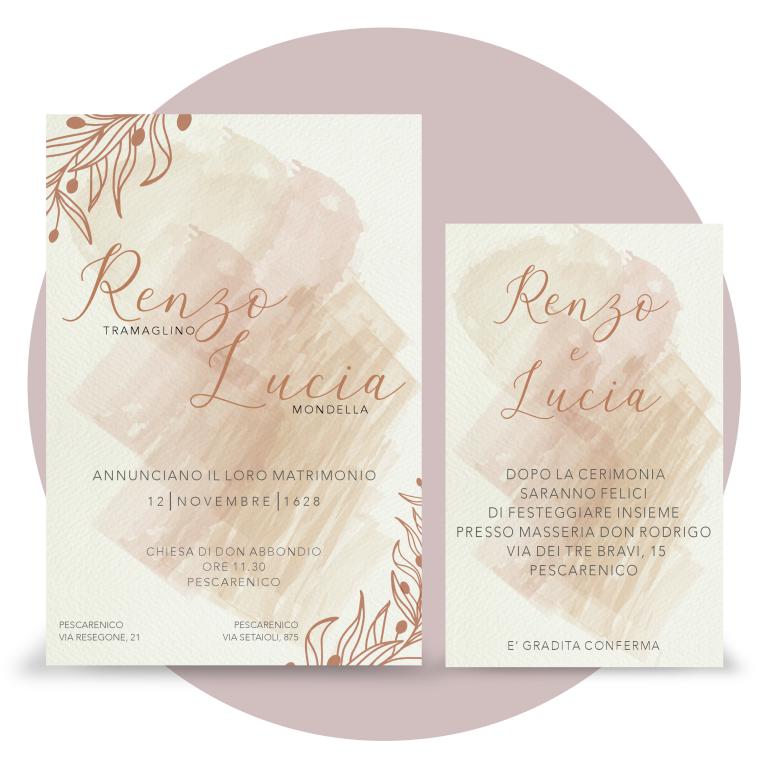 Partecipazione matrimonio scatola porta confetti, olivo rose gold